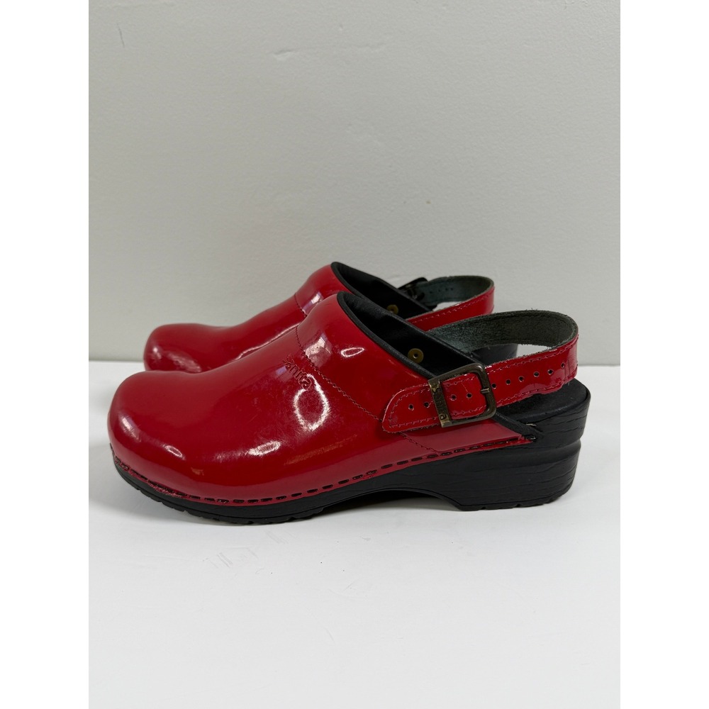 Sanita Estelle Convertible Slingback 40-US 9 Red Patent Leather Work Clogs - Picture 6 of 11